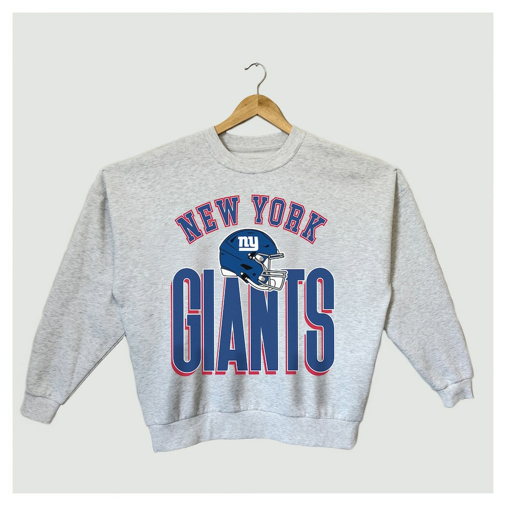 New York Giants Gameday Couture Women's Fierce Focus Premium Oversized Fleece Pullover Sweatshirt Ash