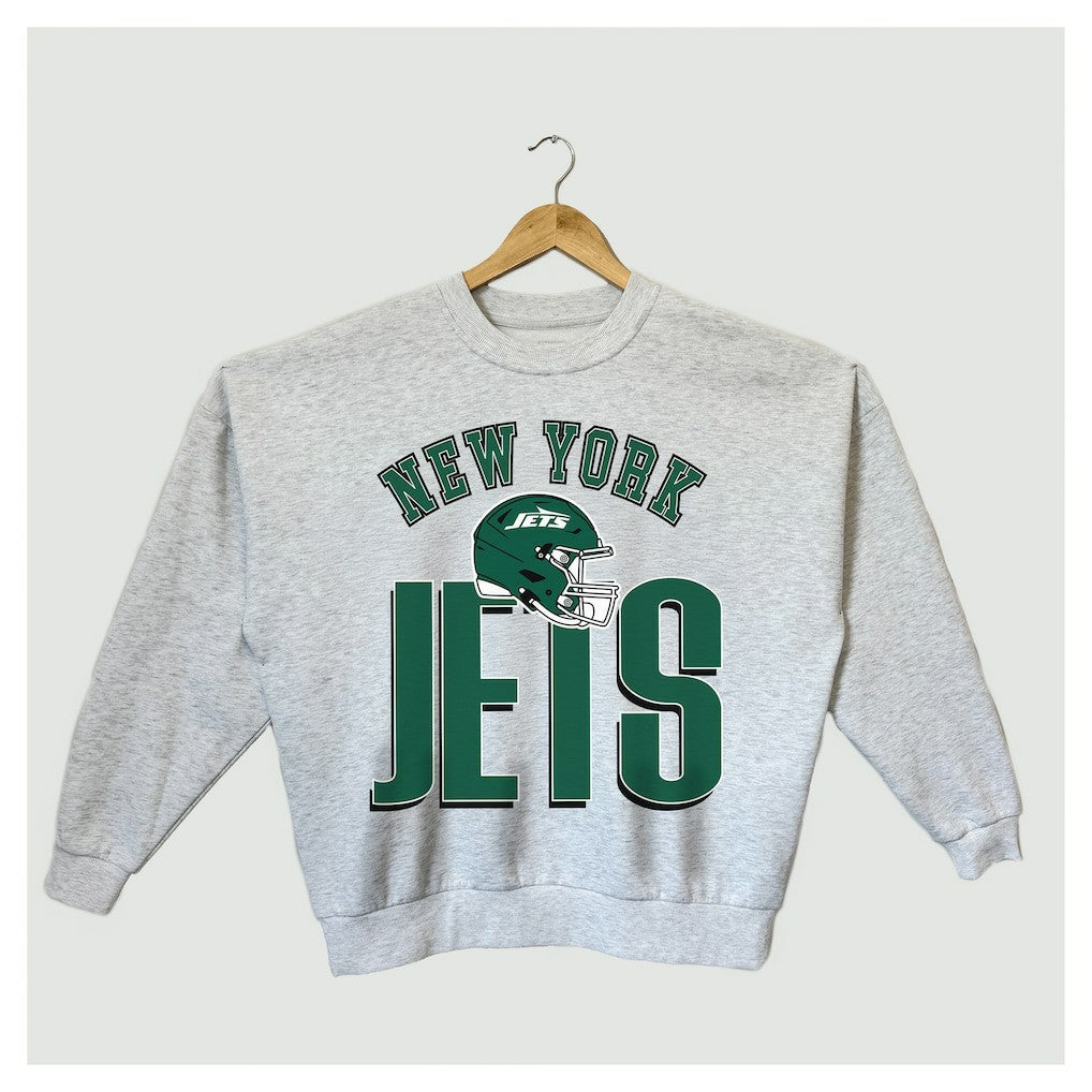 New York Jets Gameday Couture Women's Fierce Focus Premium Oversized Fleece Pullover Sweatshirt Ash
