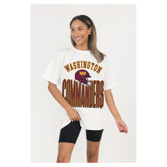 Washington Commanders Gameday Couture Women's Oversized Classic Fierce Focus T-Shirt White