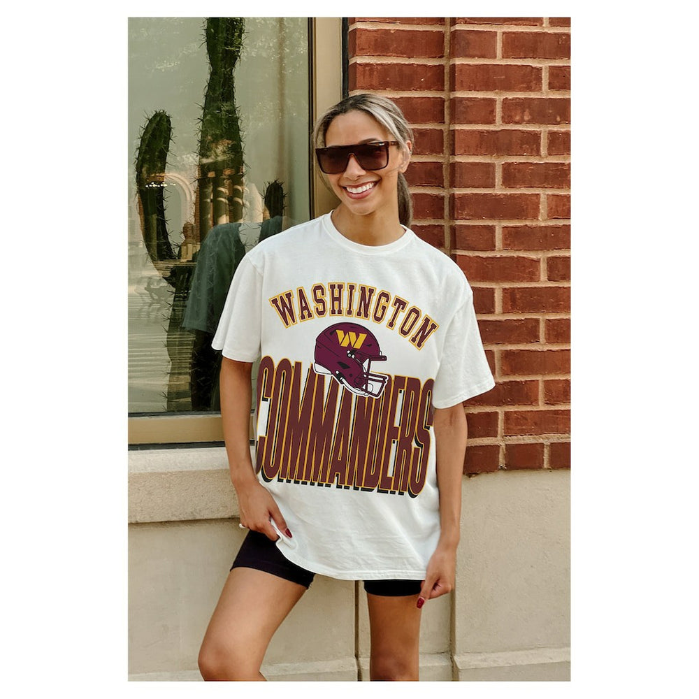 Washington Commanders Gameday Couture Women's Oversized Classic Fierce Focus T-Shirt White