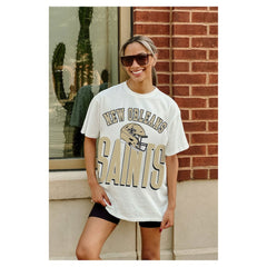 New Orleans Saints Gameday Couture Women's Oversized Classic Fierce Focus T-Shirt White