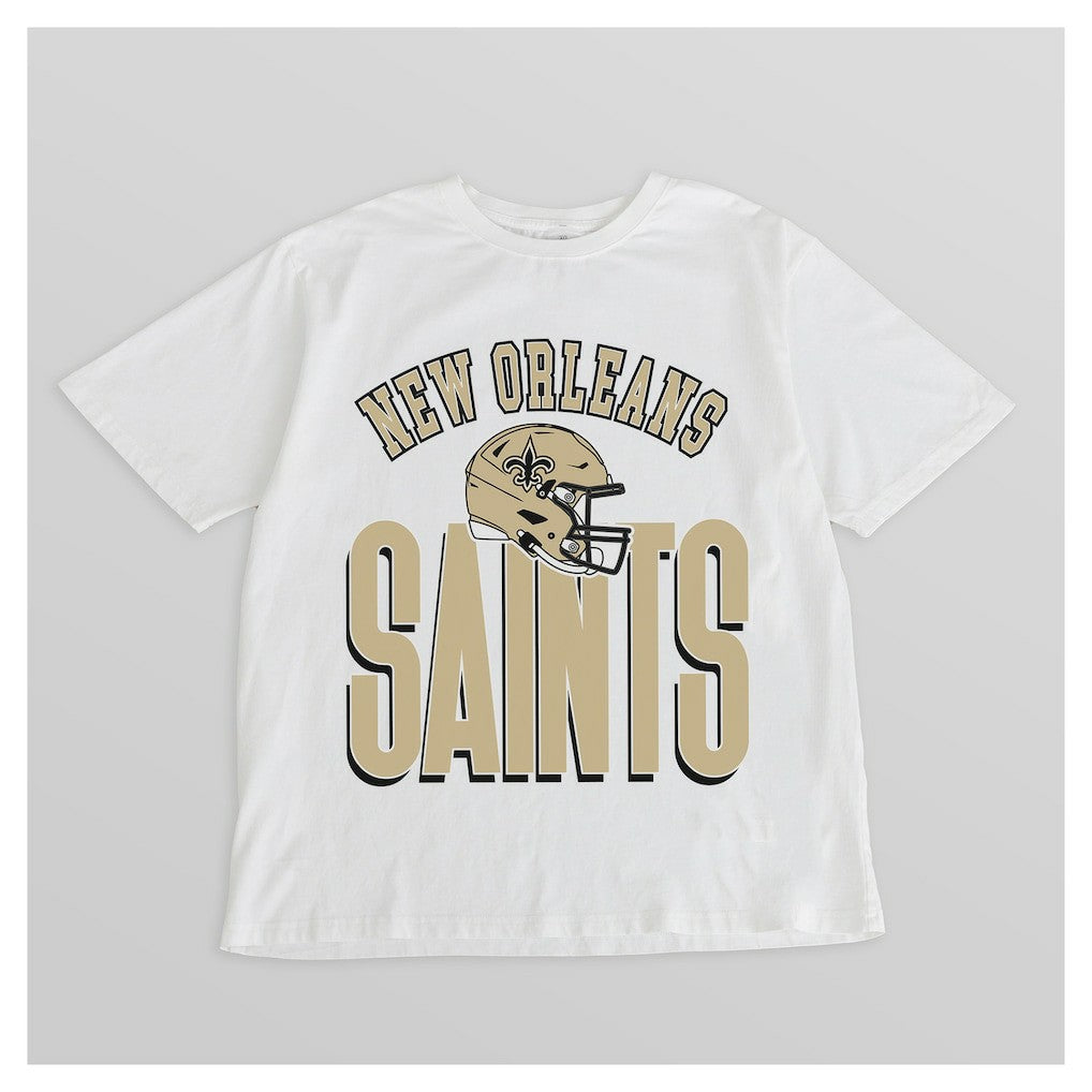 New Orleans Saints Gameday Couture Women's Oversized Classic Fierce Focus T-Shirt White
