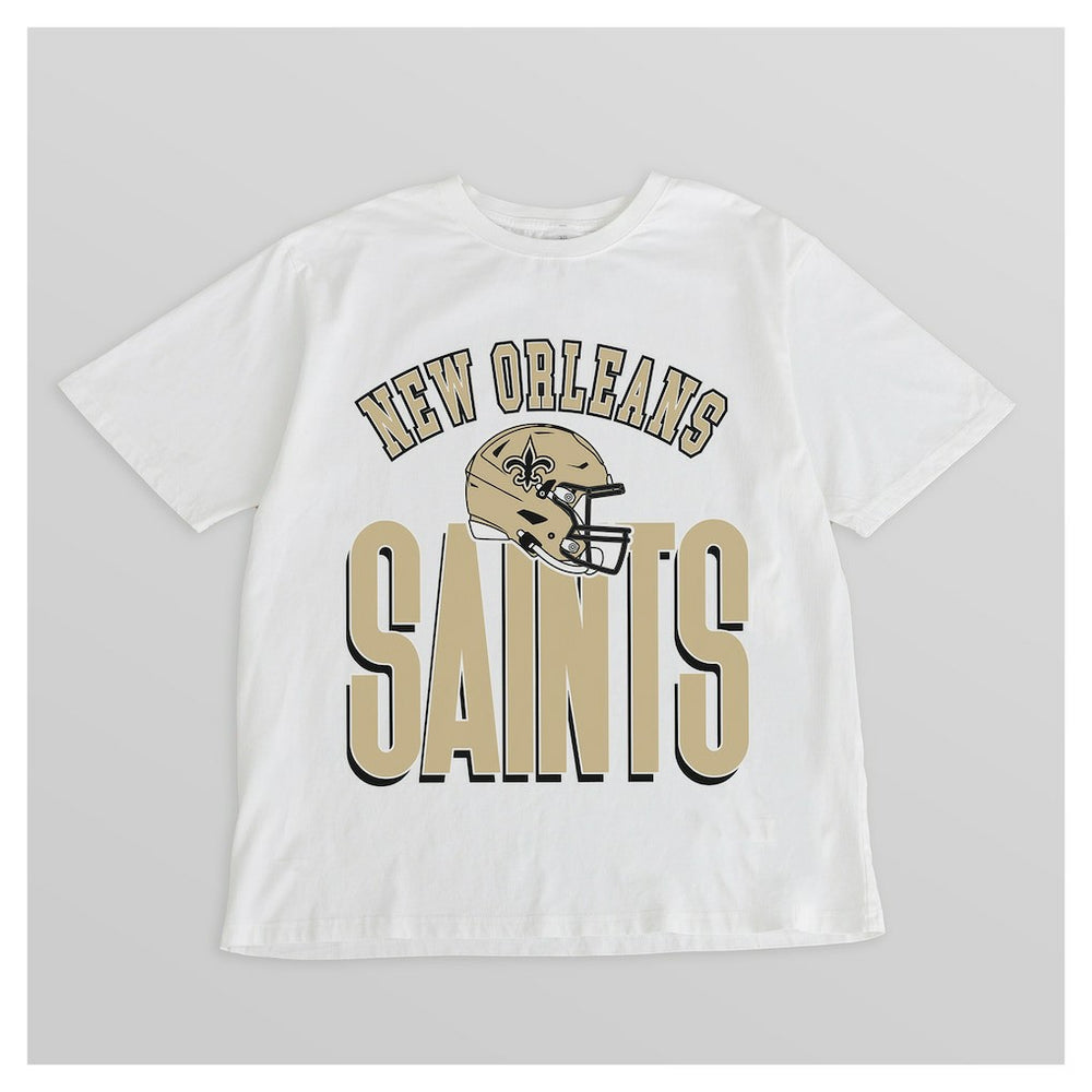 New Orleans Saints Gameday Couture Women's Oversized Classic Fierce Focus T-Shirt White