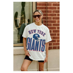 New York Giants Gameday Couture Women's Oversized Classic Fierce Focus T-Shirt White