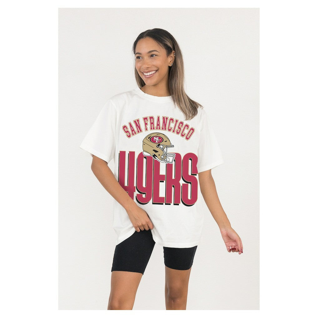 San Francisco 49ers Gameday Couture Women's Oversized Classic Fierce Focus T-Shirt White
