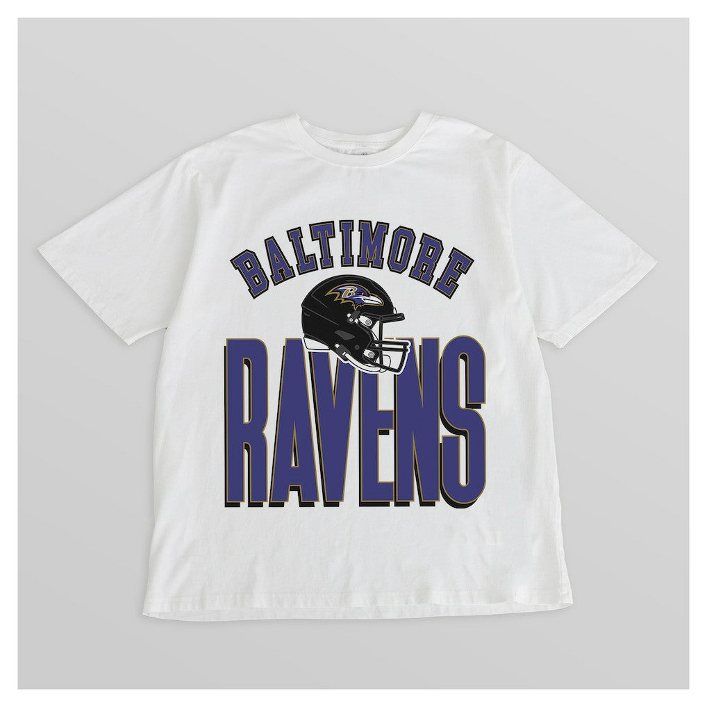Baltimore Ravens Gameday Couture Women's Oversized Classic Fierce Focus T-Shirt White