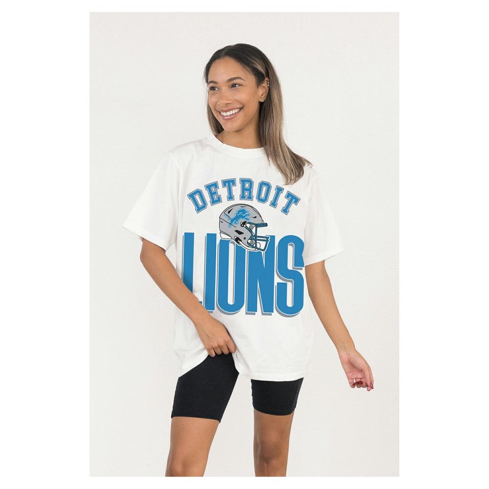 Detroit Lions Gameday Couture Women's Oversized Classic Fierce Focus T-Shirt White