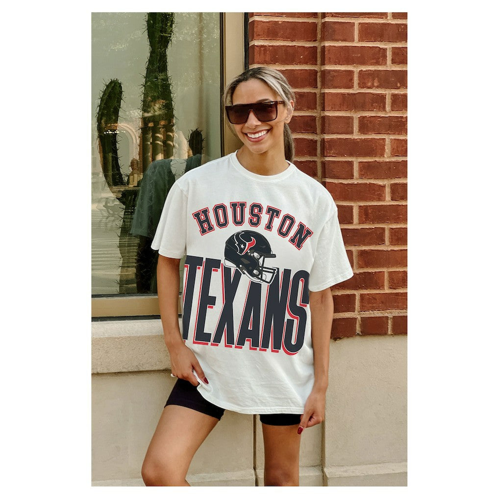Houston Texans Gameday Couture Women's Oversized Classic Fierce Focus T-Shirt White