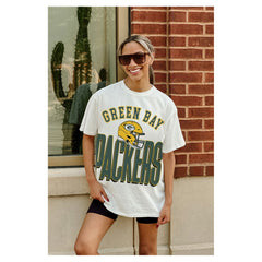 Green Bay Packers Gameday Couture Women's Oversized Classic Fierce Focus T-Shirt White