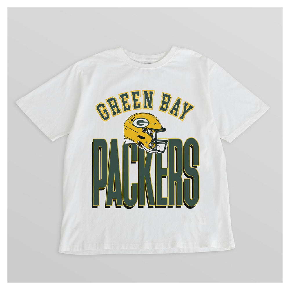 Green Bay Packers Gameday Couture Women's Oversized Classic Fierce Focus T-Shirt White