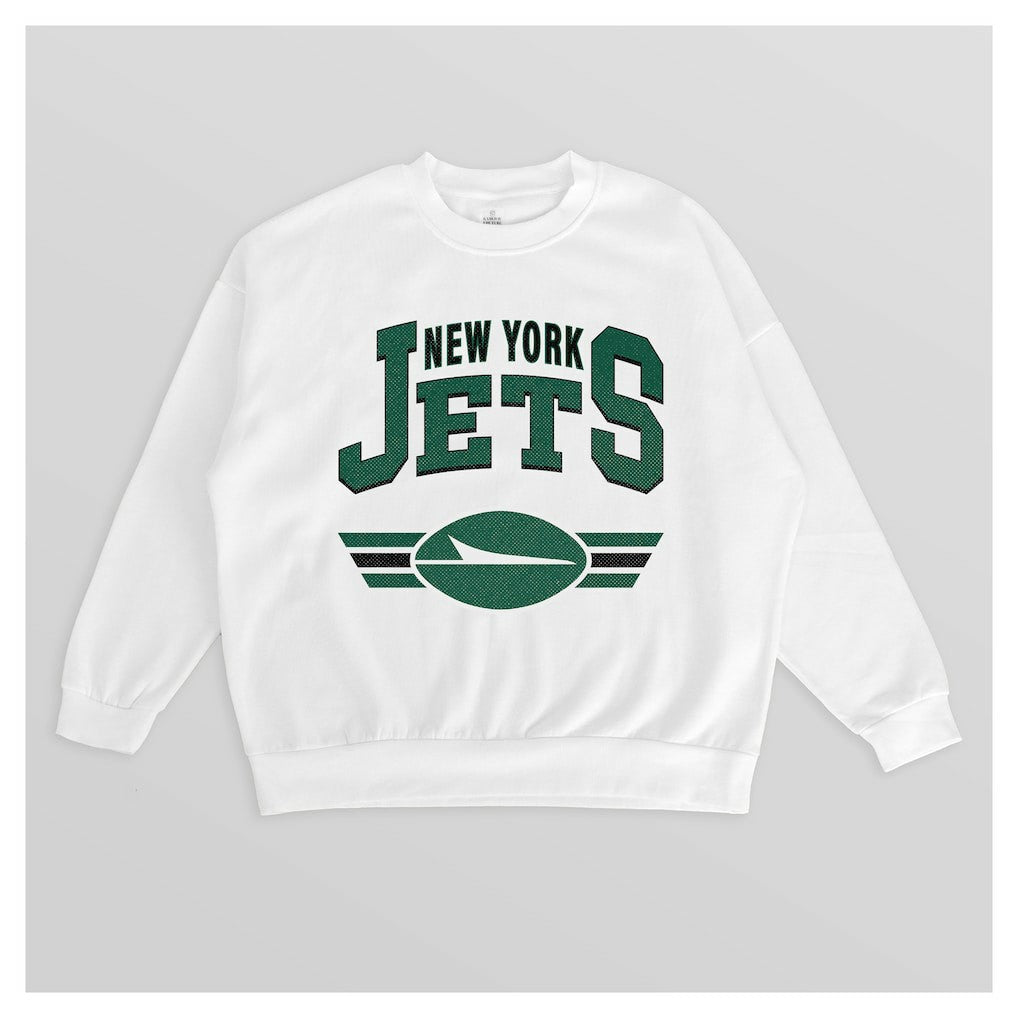 New York Jets Gameday Couture Women's Swift Strike Premium Oversized Fleece Pullover Sweatshirt White
