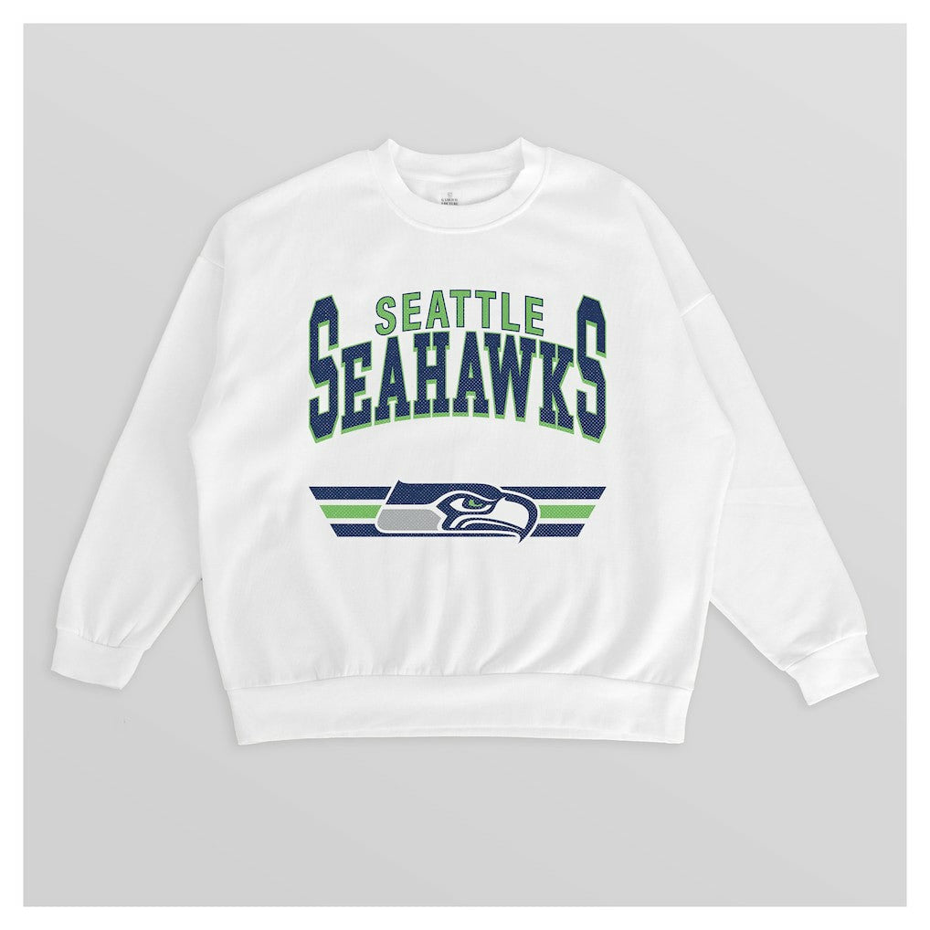 Seattle Seahawks Gameday Couture Women's Swift Strike Premium Oversized Fleece Pullover Sweatshirt White