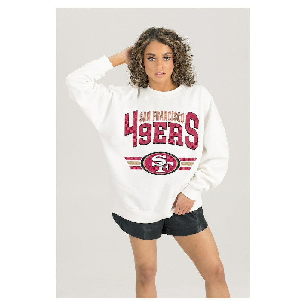 San Francisco 49ers Gameday Couture Women's Swift Strike Premium Oversized Fleece Pullover Sweatshirt White