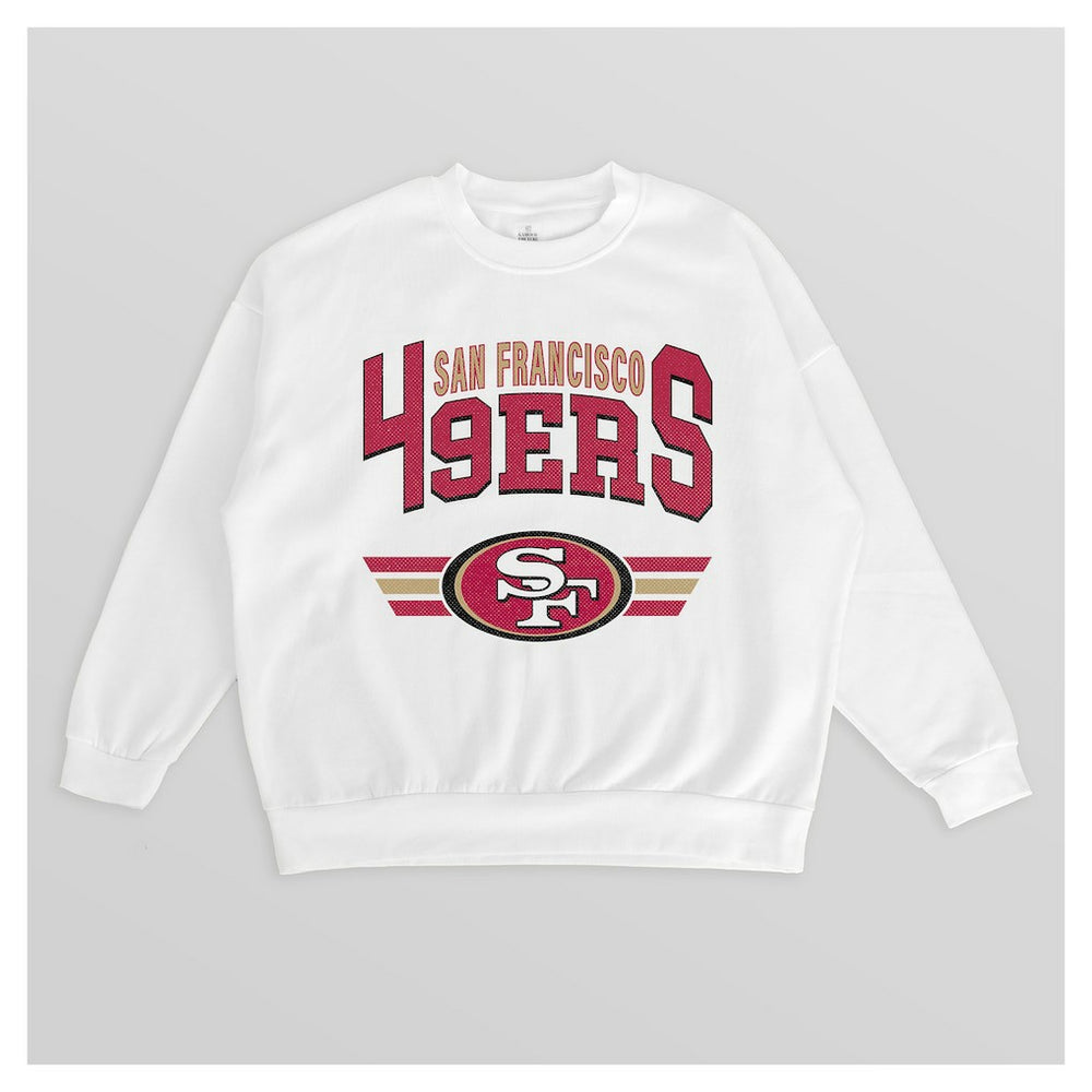 San Francisco 49ers Gameday Couture Women's Swift Strike Premium Oversized Fleece Pullover Sweatshirt White