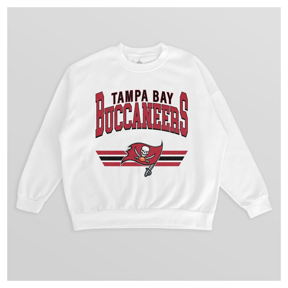 Tampa Bay Buccaneers Gameday Couture Women's Swift Strike Premium Oversized Fleece Pullover Sweatshirt White