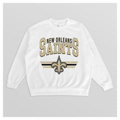 New Orleans Saints Gameday Couture Women's Swift Strike Premium Oversized Fleece Pullover Sweatshirt White