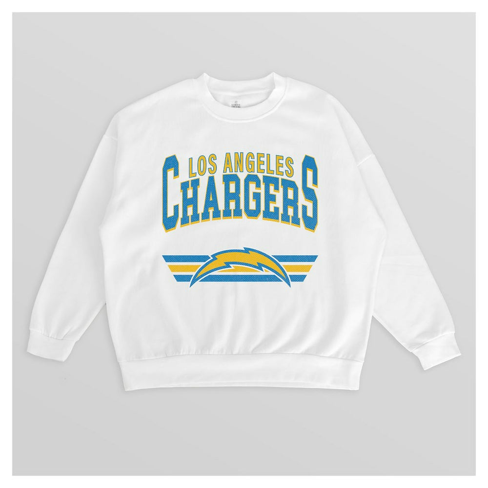 Los Angeles Chargers Gameday Couture Women's Swift Strike Premium Oversized Fleece Pullover Sweatshirt White