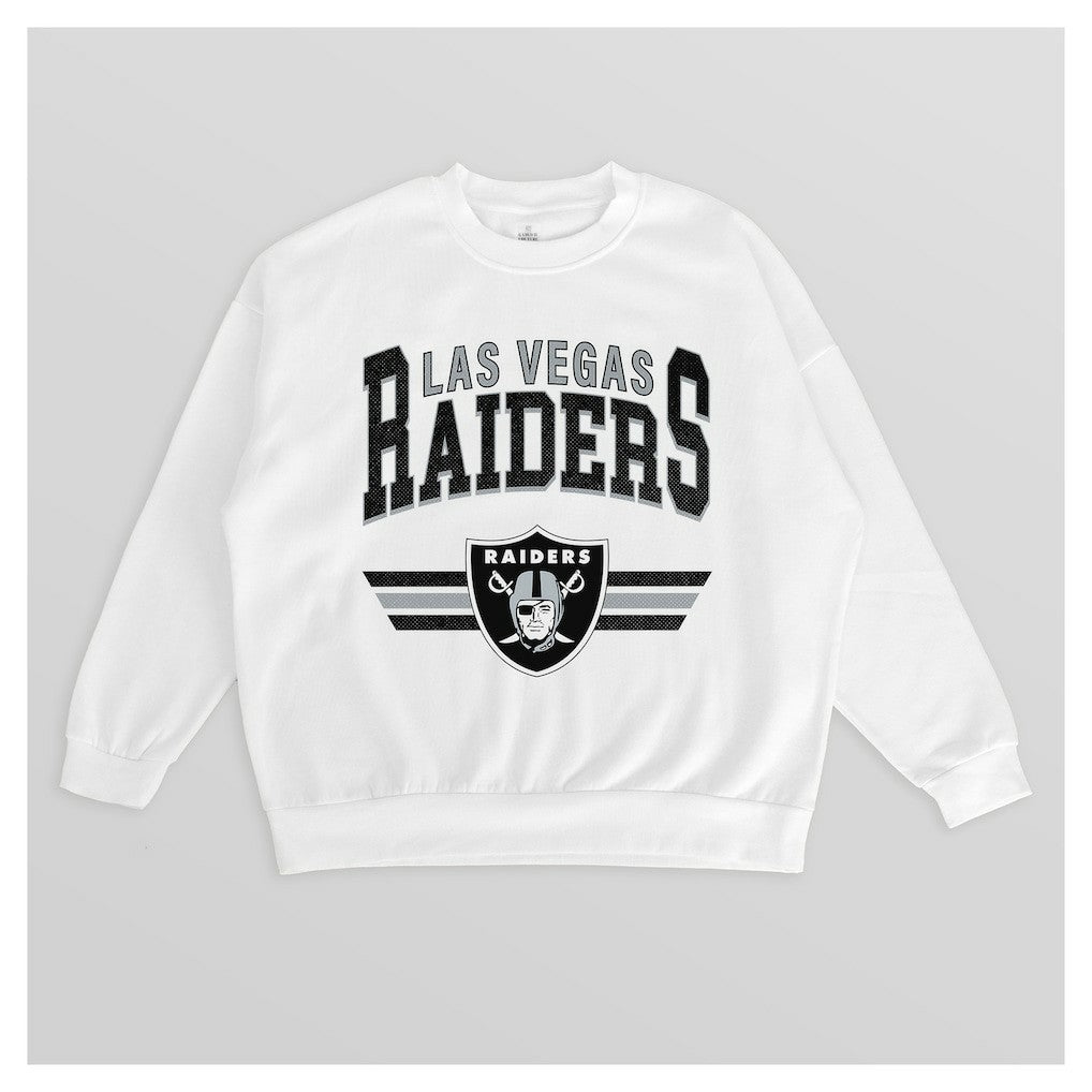 Las Vegas Raiders Gameday Couture Women's Swift Strike Premium Oversized Fleece Pullover Sweatshirt White