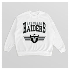 Las Vegas Raiders Gameday Couture Women's Swift Strike Premium Oversized Fleece Pullover Sweatshirt White