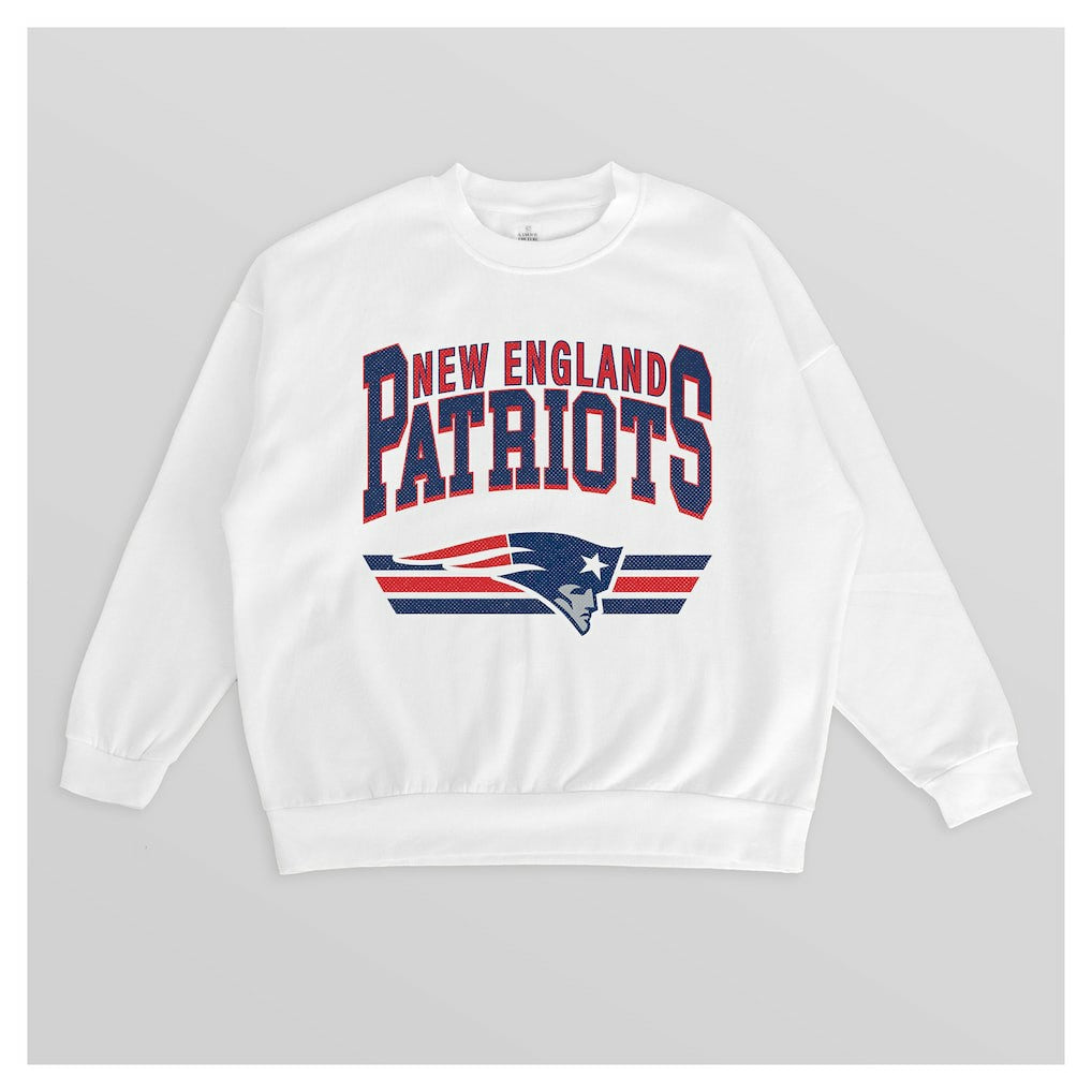 New England Patriots Gameday Couture Women's Swift Strike Premium Oversized Fleece Pullover Sweatshirt White