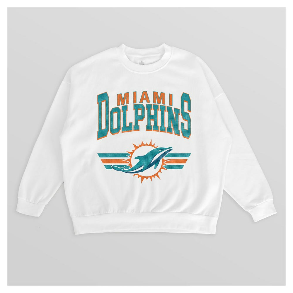 Miami Dolphins Gameday Couture Women's Swift Strike Premium Oversized Fleece Pullover Sweatshirt White