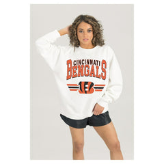 Cincinnati Bengals Gameday Couture Women's Swift Strike Premium Oversized Fleece Pullover Sweatshirt White