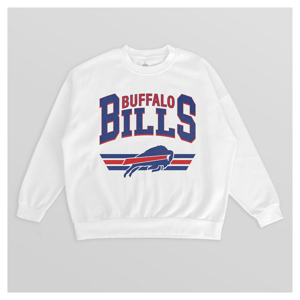 Buffalo Bills Gameday Couture Women's Swift Strike Premium Oversized Fleece Pullover Sweatshirt White