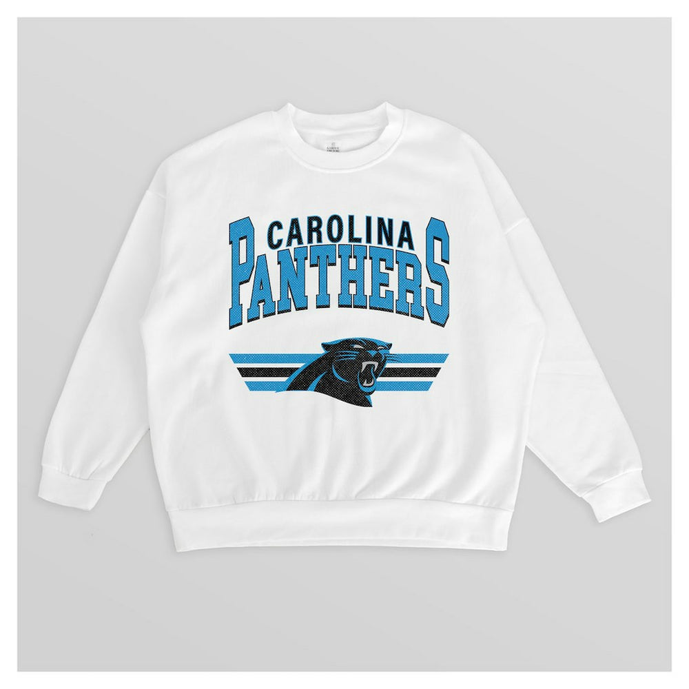 Carolina Panthers Gameday Couture Women's Swift Strike Premium Oversized Fleece Pullover Sweatshirt White