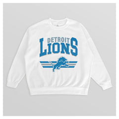 Detroit Lions Gameday Couture Women's Swift Strike Premium Oversized Fleece Pullover Sweatshirt White