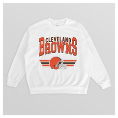Cleveland Browns Gameday Couture Women's Swift Strike Premium Oversized Fleece Pullover Sweatshirt White