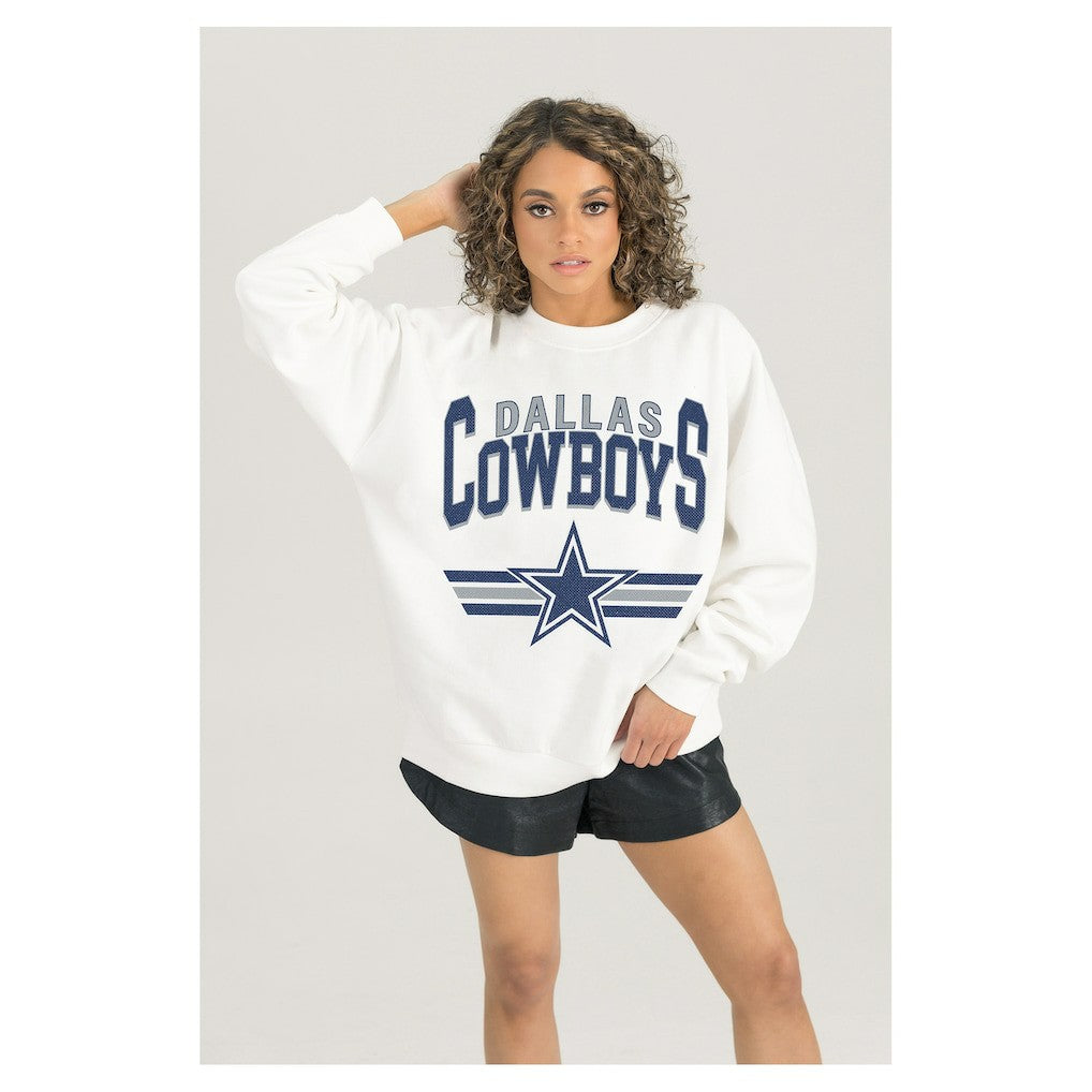 Dallas Cowboys Gameday Couture Women's Swift Strike Premium Oversized Fleece Pullover Sweatshirt White
