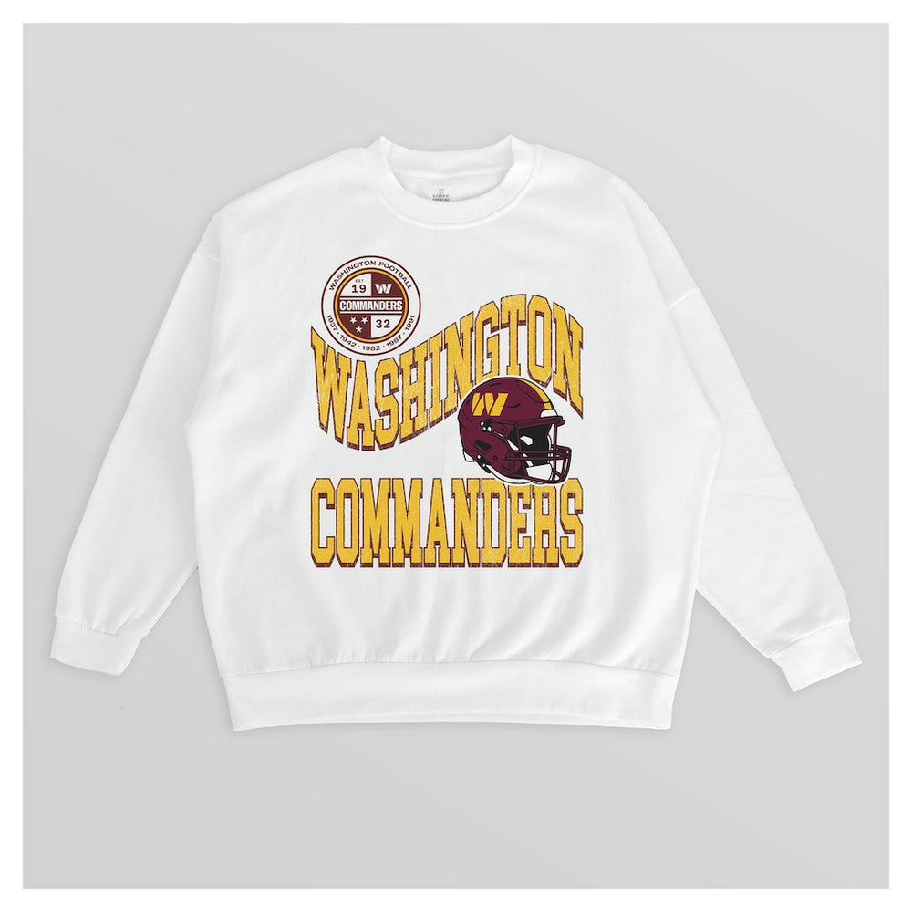 Washington Commanders Gameday Couture Women's Oversized Hard Earned Premium Fleece Pullover Sweatshirt White