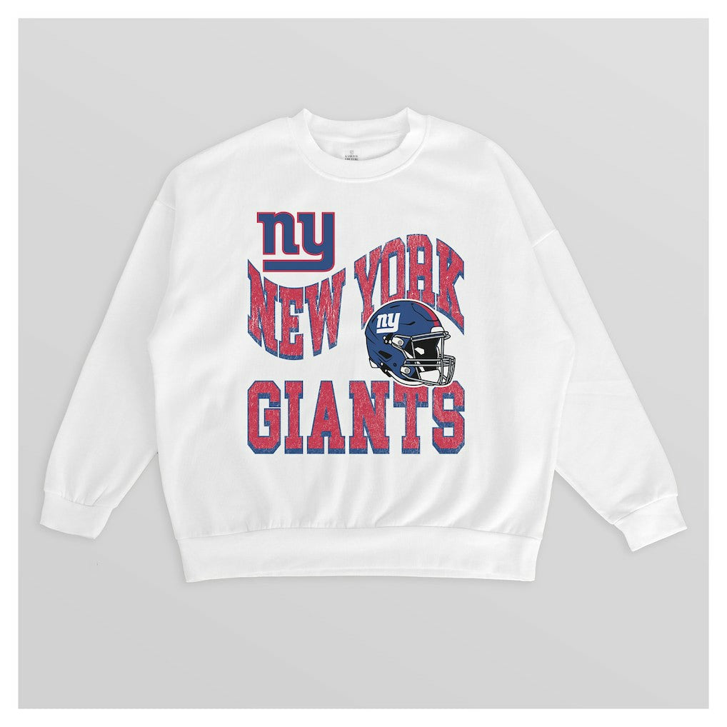 New York Giants Gameday Couture Women's Oversized Hard Earned Premium Fleece Pullover Sweatshirt White