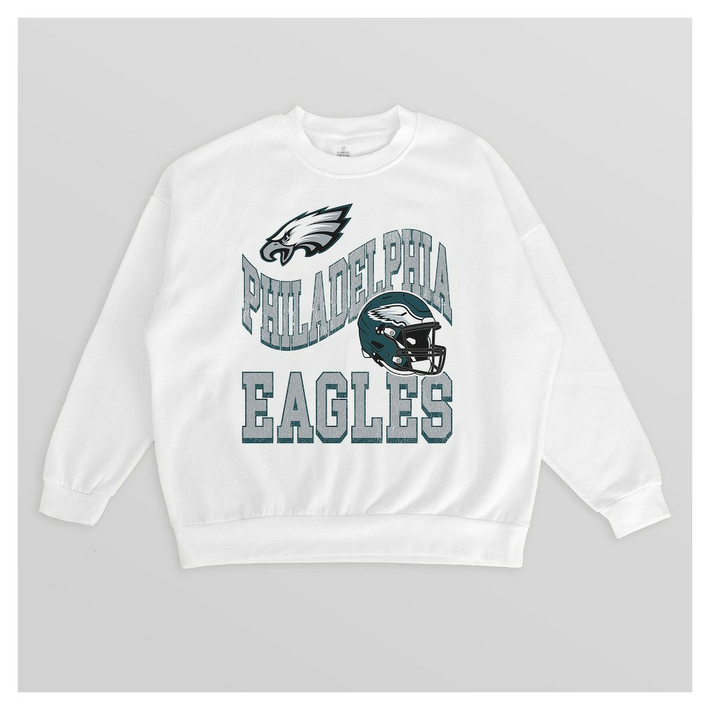 Philadelphia Eagles Gameday Couture Women's Oversized Hard Earned Premium Fleece Pullover Sweatshirt White