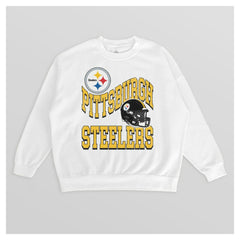 Pittsburgh Steelers Gameday Couture Women's Oversized Hard Earned Premium Fleece Pullover Sweatshirt White