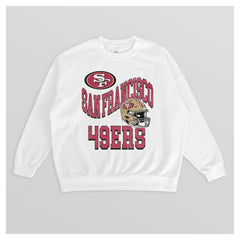 San Francisco 49ers Gameday Couture Women's Oversized Hard Earned Premium Fleece Pullover Sweatshirt White