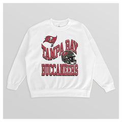 Tampa Bay Buccaneers Gameday Couture Women's Oversized Hard Earned Premium Fleece Pullover Sweatshirt White