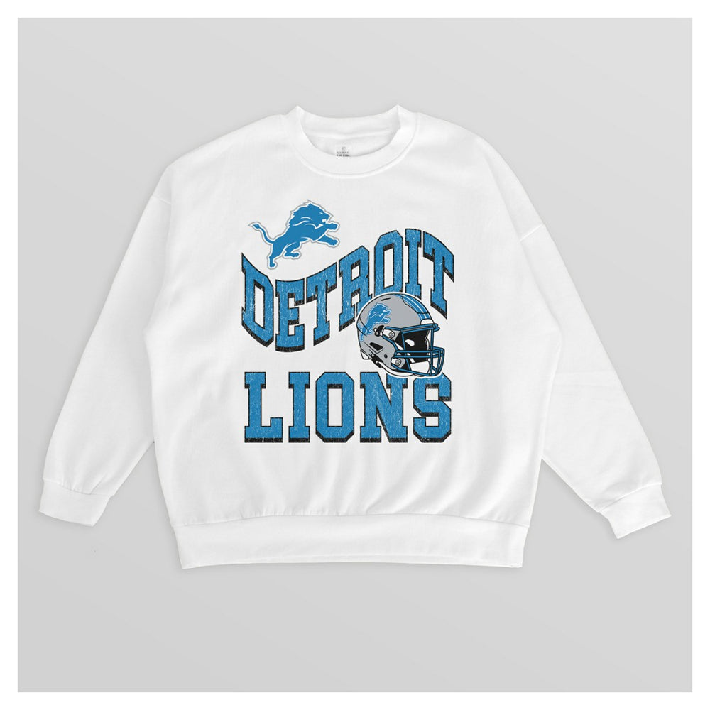 Detroit Lions Gameday Couture Women's Oversized Hard Earned Premium Fleece Pullover Sweatshirt White