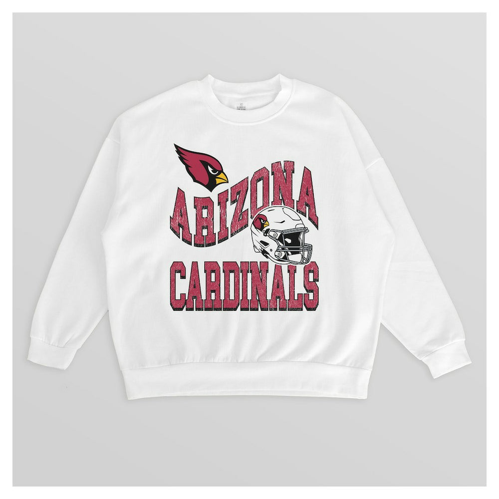 Arizona Cardinals Gameday Couture Women's Oversized Hard Earned Premium Fleece Pullover Sweatshirt White