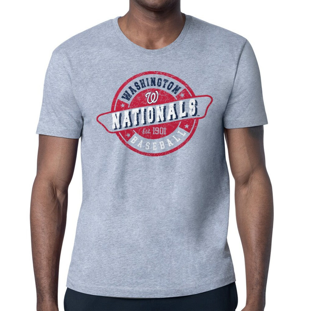 Washington Nationals Starter Route 66 Team Logo T-Shirt - Heather Gray - MLB Discount