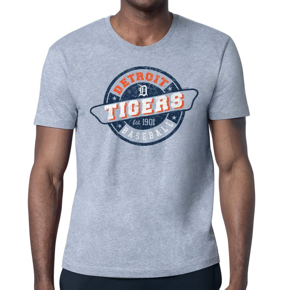 Detroit Tigers Starter Route 66 Team Logo T-Shirt - Heather Gray - MLB Sale
