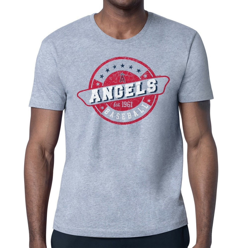 Los Angeles Angels Starter Route 66 Team Logo T-Shirt - Heather Gray - MLB Discount