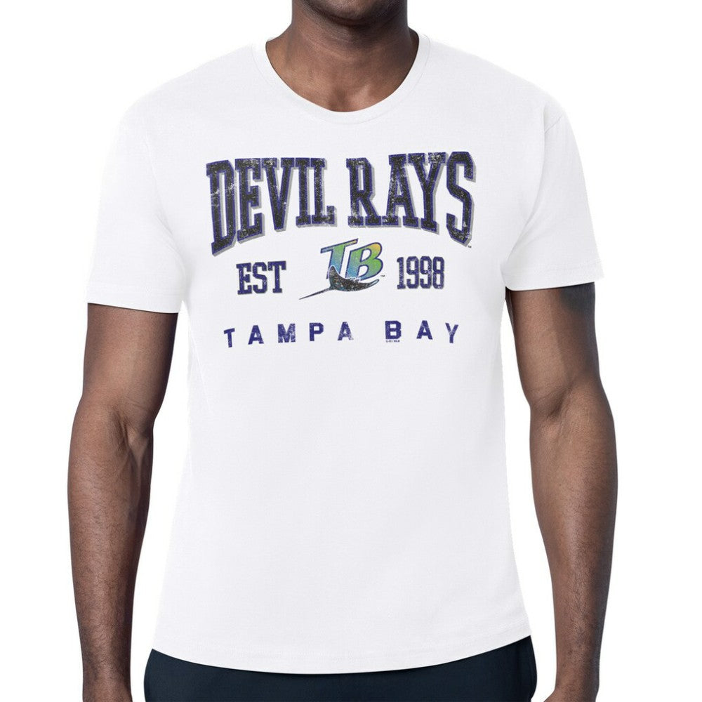 Tampa Bay Rays Starter Distressed Logo T-Shirt - White - MLB Lifestyle
