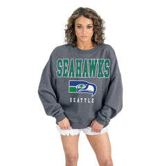 Seattle Seahawks Gameday Couture Women's Bring Your Energy Oversized Premium Fleece Pullover Sweatshirt Charcoal