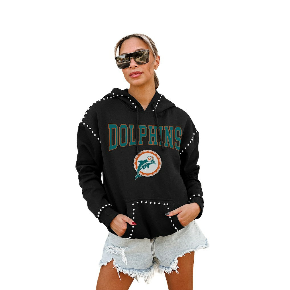 Miami Dolphins Gameday Couture Women's Studded Pullover Hoodie Black
