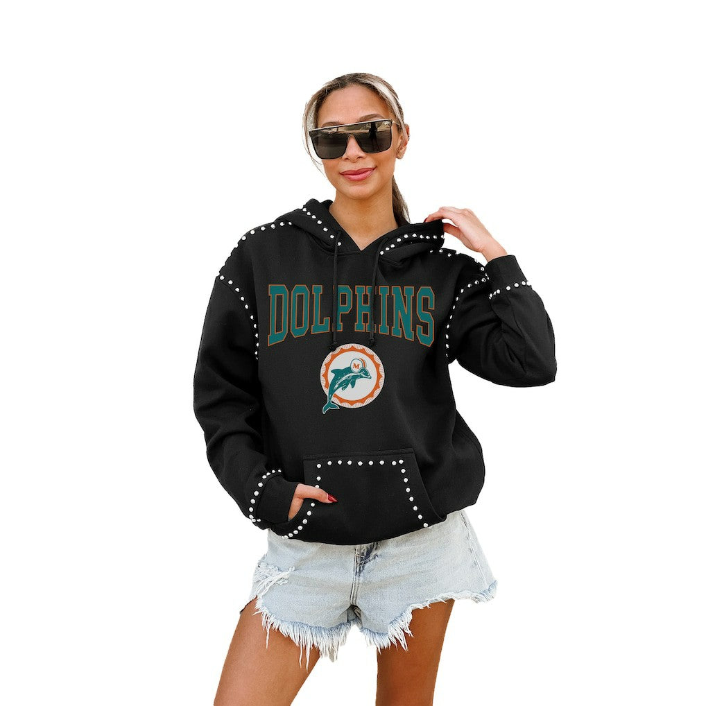 Miami Dolphins Gameday Couture Women's Studded Pullover Hoodie Black