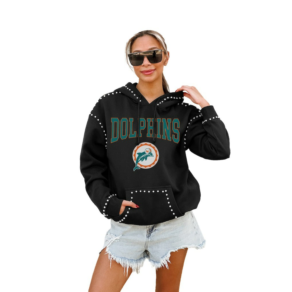 Miami Dolphins Gameday Couture Women's Studded Pullover Hoodie Black