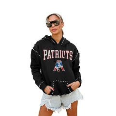 New England Patriots Gameday Couture Women's Studded Pullover Hoodie Black