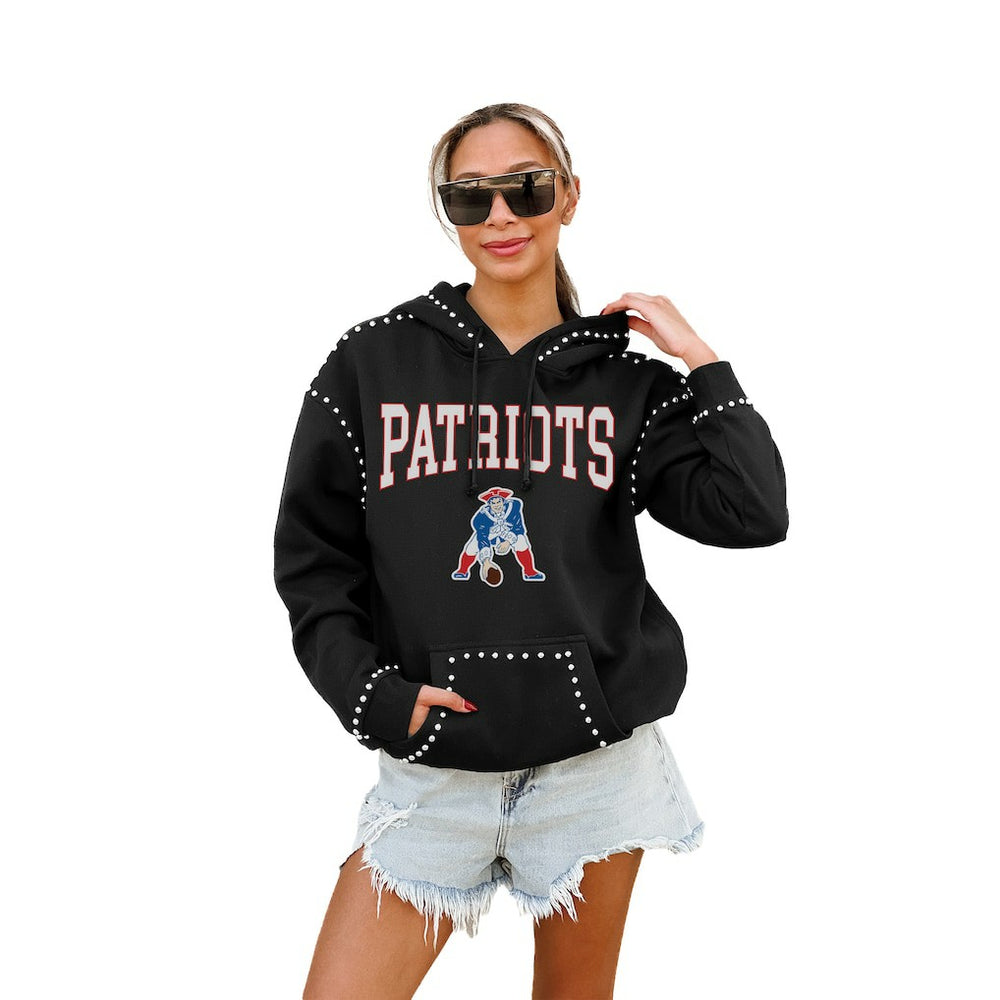 New England Patriots Gameday Couture Women's Studded Pullover Hoodie Black