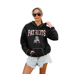 New England Patriots Gameday Couture Women's Studded Pullover Hoodie Black